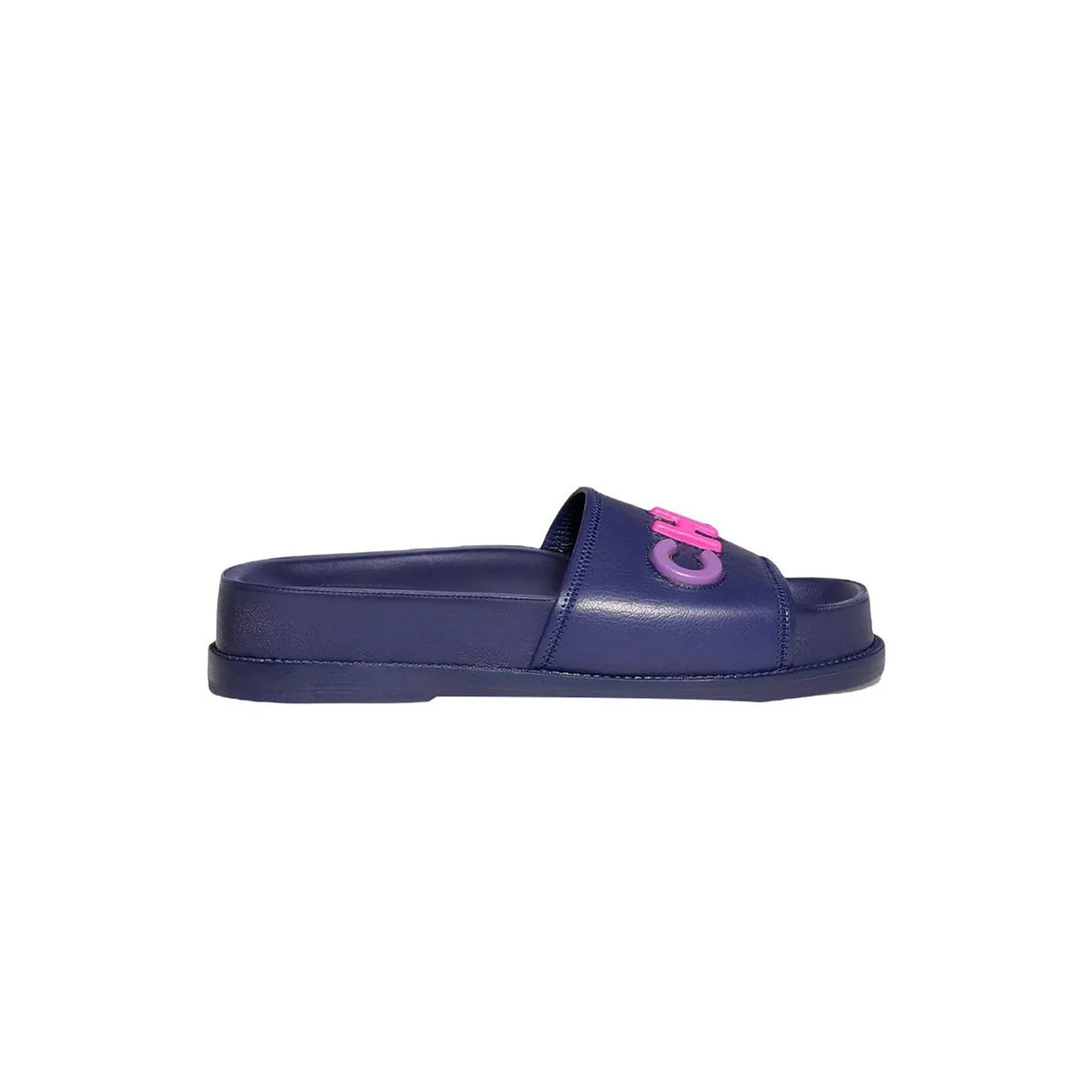 CHANEL MULES LAMBSKIN NAVY BLUE & MULTICOLOR G38933 X56443 K3920